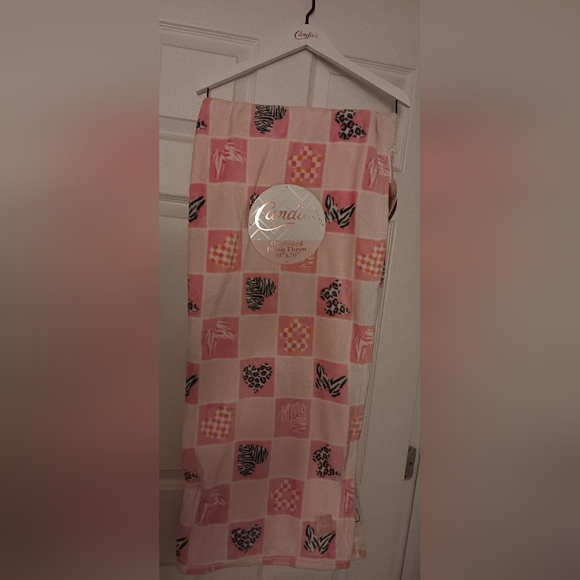 Candie's Other - Candie's Pink Checker & Animal Print Oversized Plush Throw Blanket New With Tags